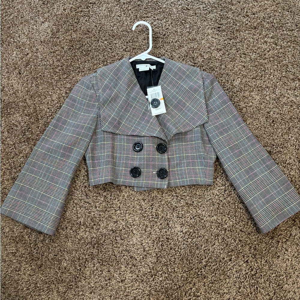 To The Max Blazer Cropped Plaid Bell Sleeve Vintage Y2K $128 Retail NWT